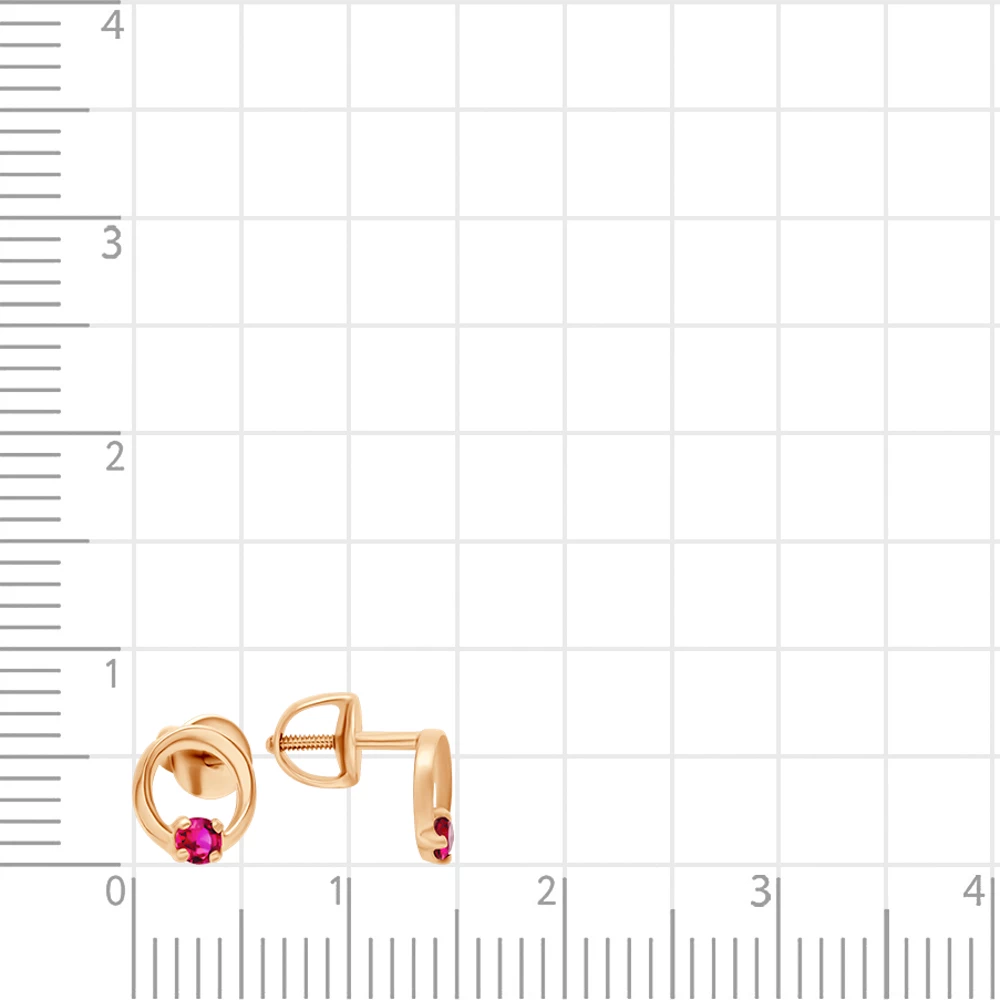 Серьги с рубинами синтетическими из красного золота 585 пробы 2