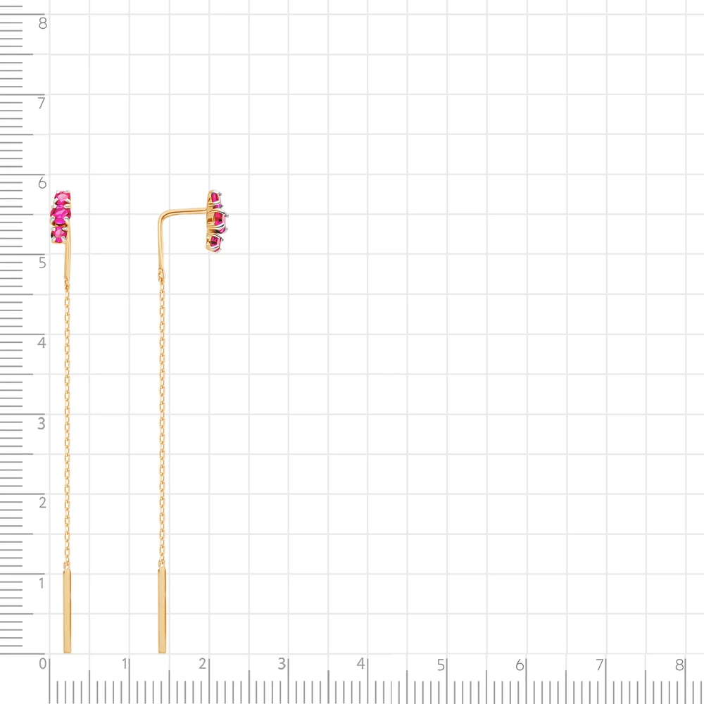 Серьги с рубинами синтетическими из красного золота 585 пробы 2