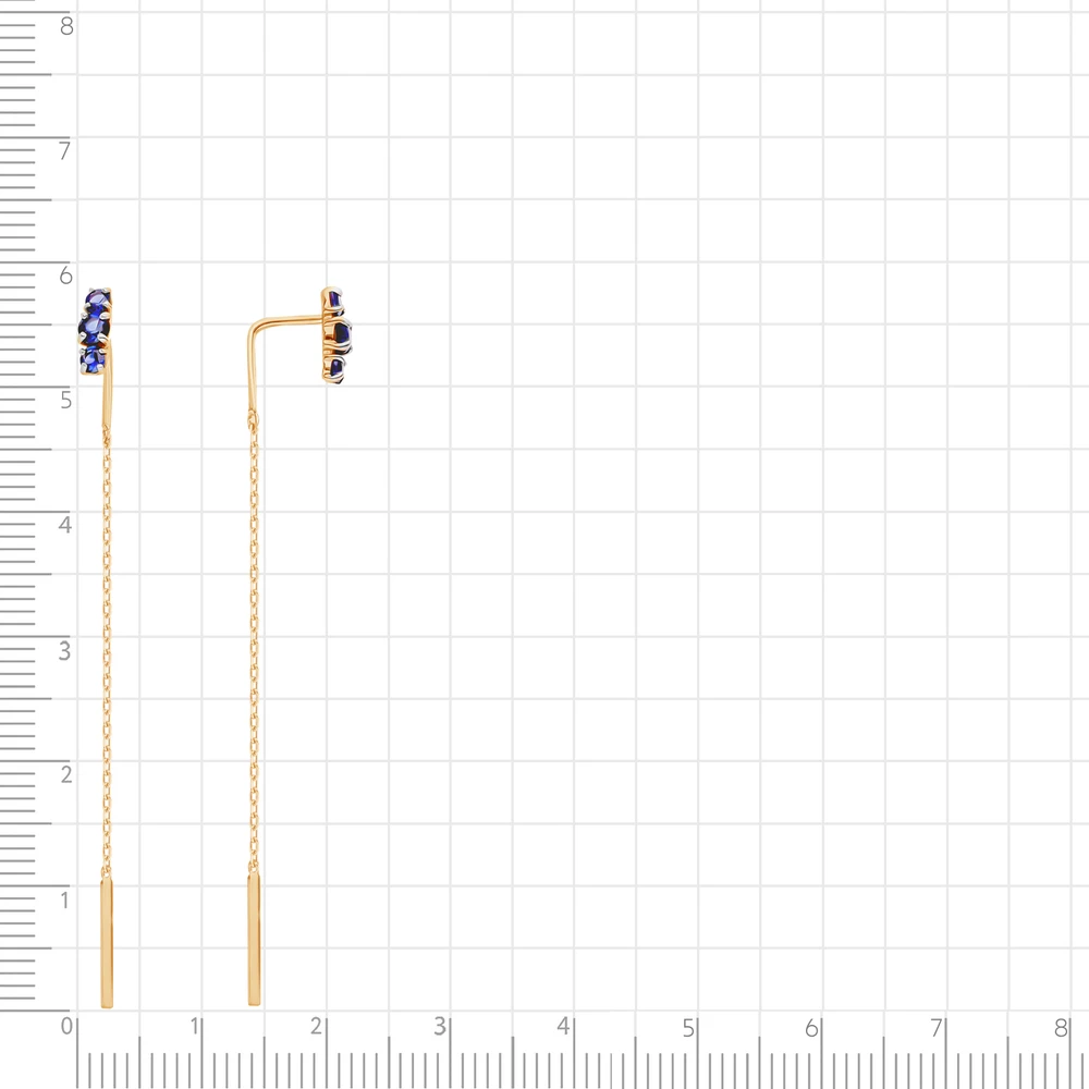 Серьги с сапфирами синтетическими из красного золота 585 пробы 2