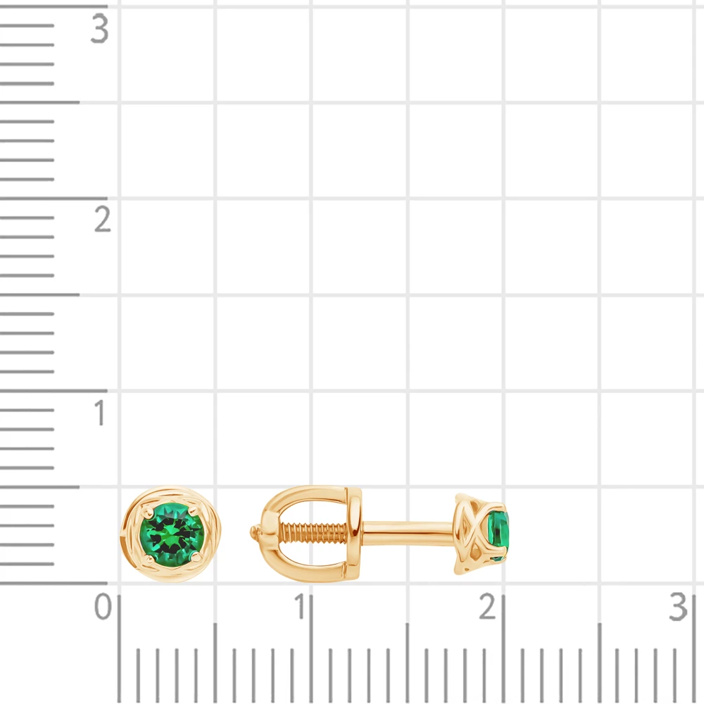 Серьги с гидротермальными изумрудами из красного золота 585 пробы 2