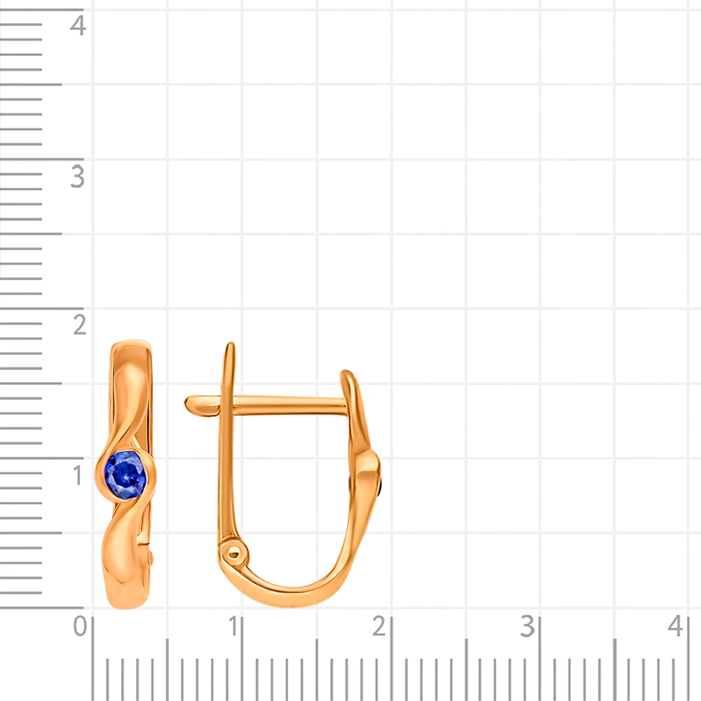Серьги с сапфирами синтетическими из красного золота 585 пробы 2