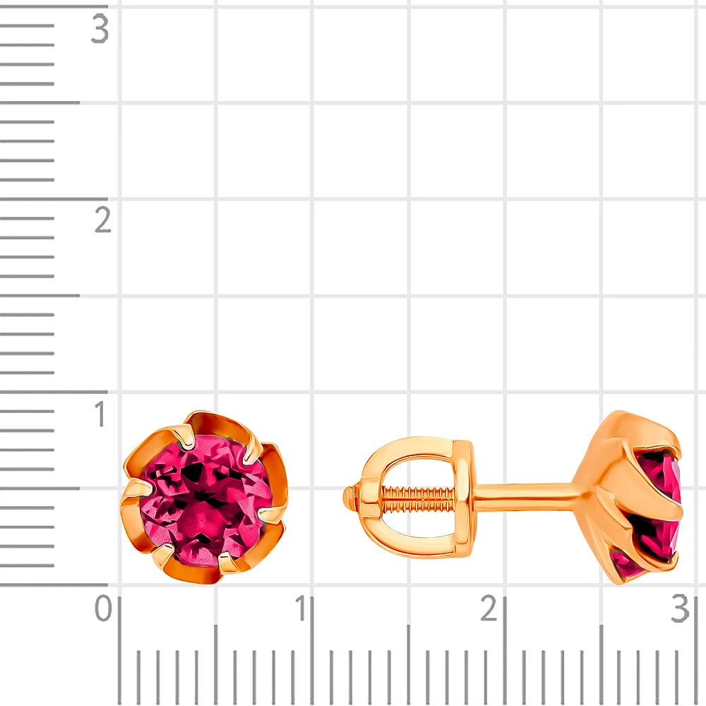 Серьги с рубинами синтетическими из красного золота 585 пробы 2