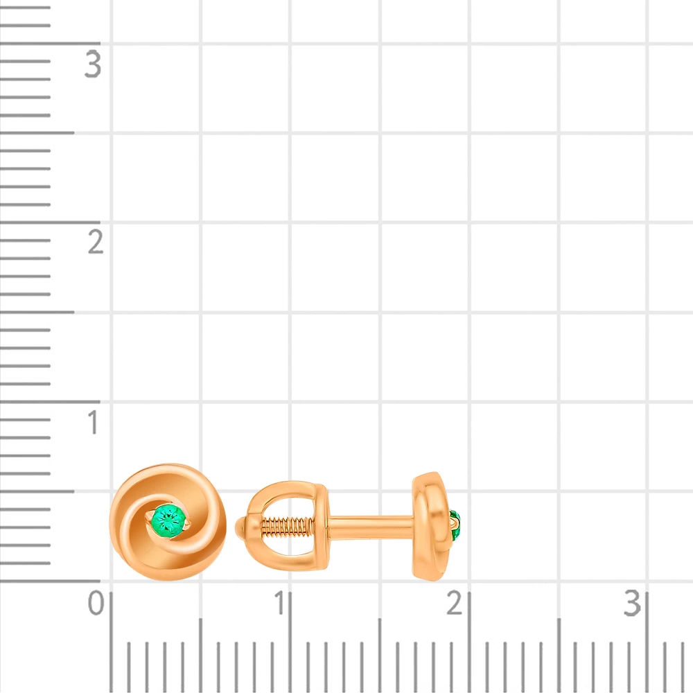 Серьги с гидротермальными изумрудами из красного золота 585 пробы 2