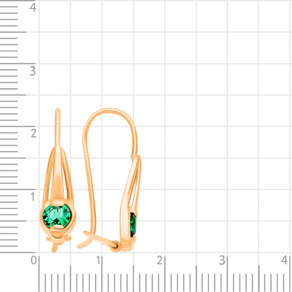 Серьги с гидротермальными изумрудами из красного золота 585 пробы 2