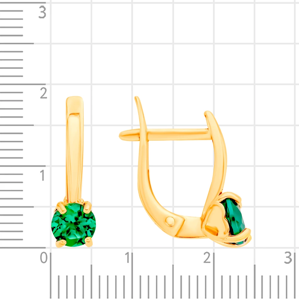 Серьги с гидротермальными изумрудами из красного золота 585 пробы 2