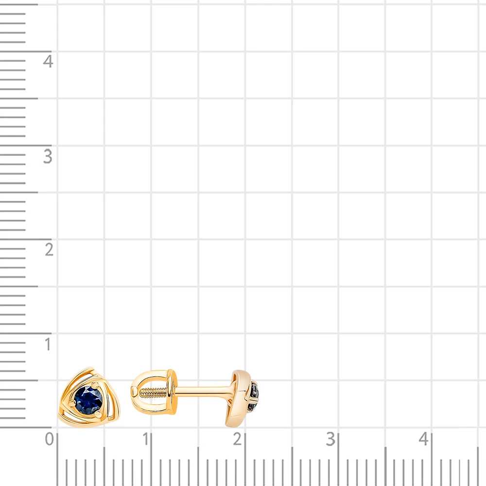Серьги с сапфирами синтетическими из красного золота 585 пробы 2