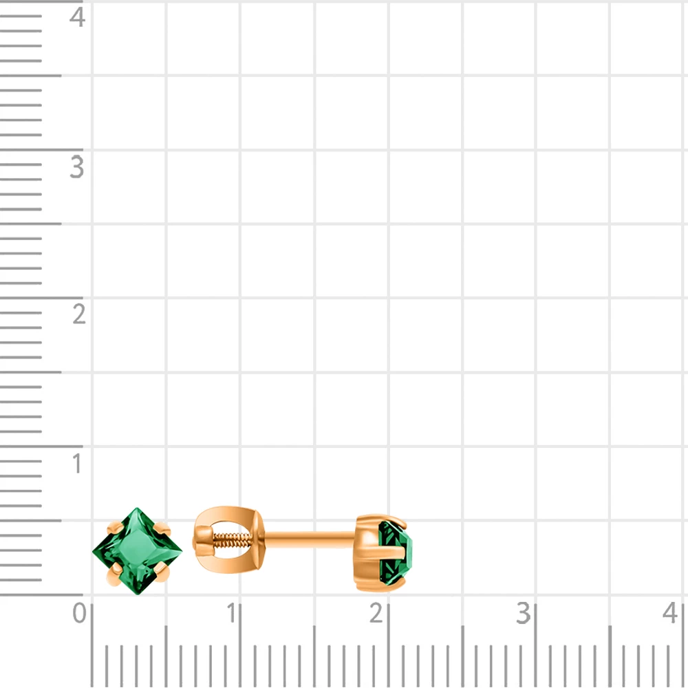 Серьги с гидротермальными изумрудами из красного золота 585 пробы 2