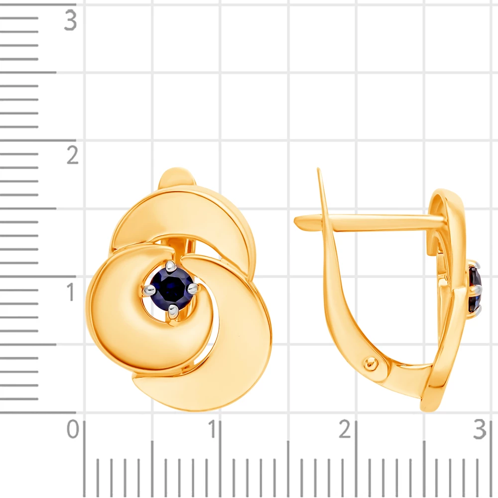 Серьги с сапфирами синтетическими из красного золота 585 пробы 2