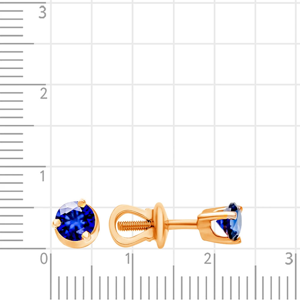Серьги с сапфирами синтетическими из красного золота 585 пробы 2