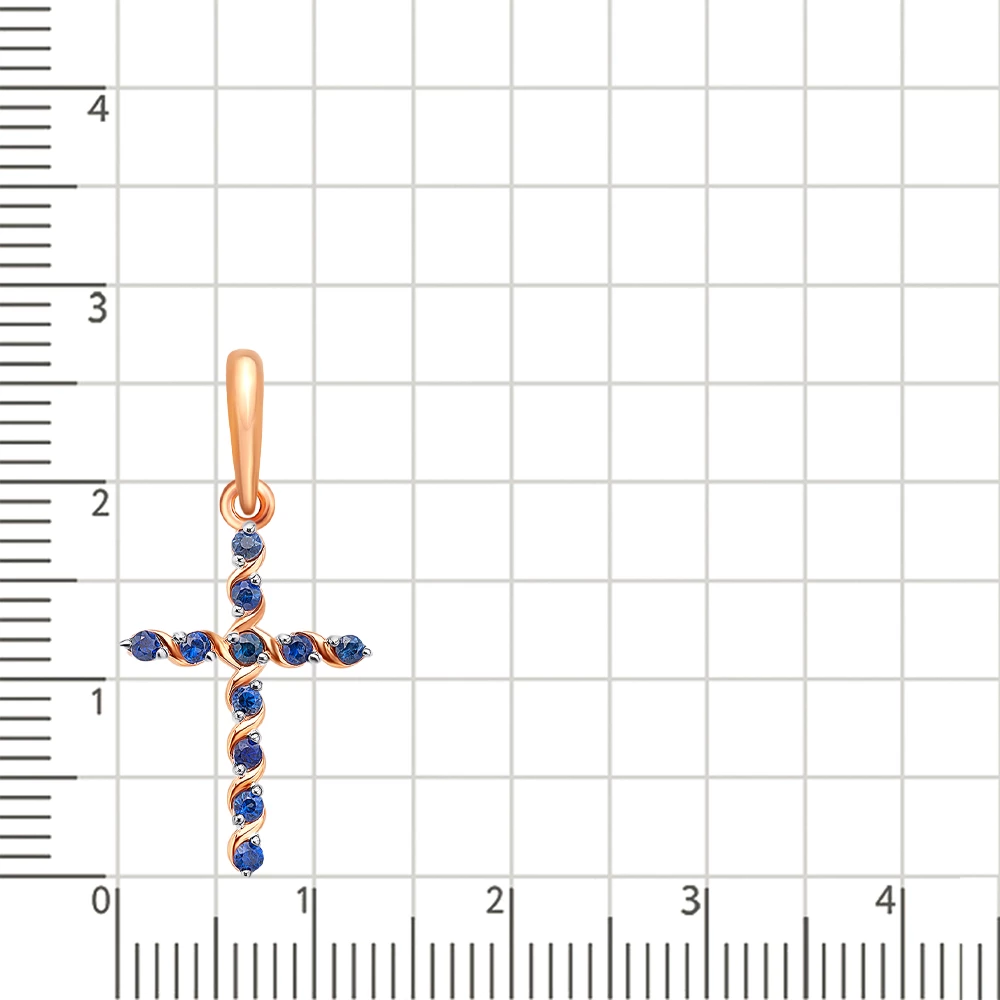Крестик с сапфирами из красного золота 585 пробы 2