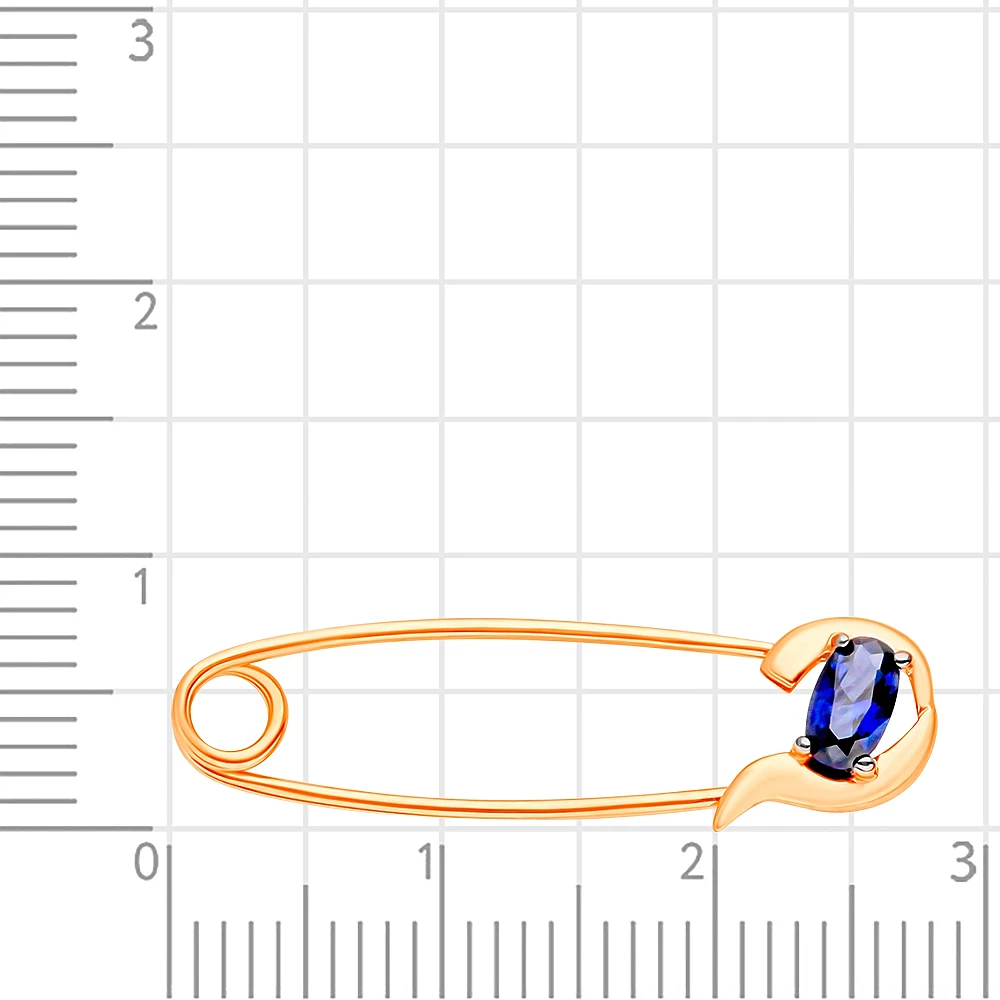 Булавка с сапфиром синтетическим из красного золота 585 пробы 2