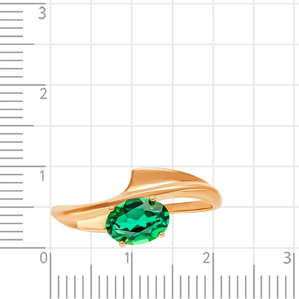 Кольцо с гидротермальными изумрудами из красного золота 375 пробы 2