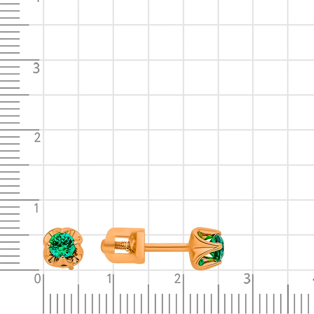 Серьги с гидротермальными изумрудами из красного золота 375 пробы 2