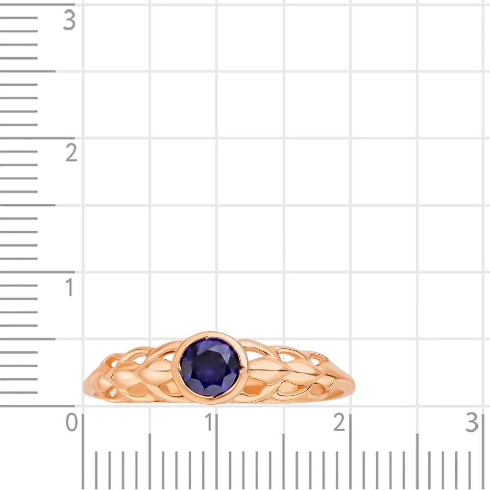 Кольцо с сапфирами синтетическими из красного золота 375 пробы 2