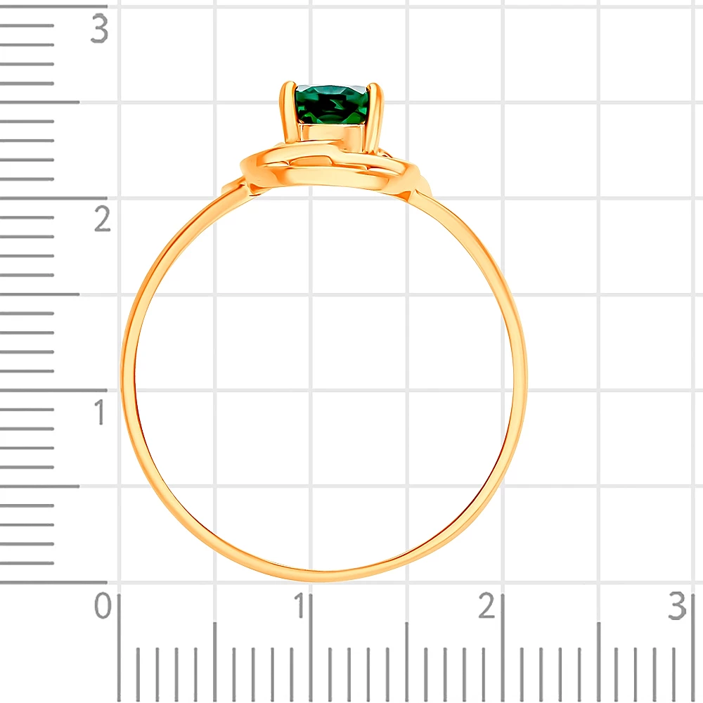 Кольцо с гидротермальным изумрудом из красного золота 585 пробы 3