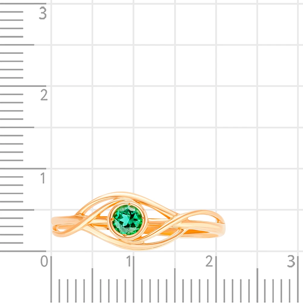 Кольцо с гидротермальным изумрудом из красного золота 375 пробы 2