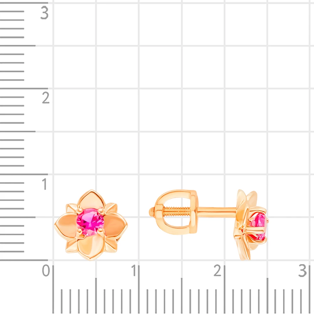 Серьги с рубинами синтетическими из красного золота 375 пробы 2
