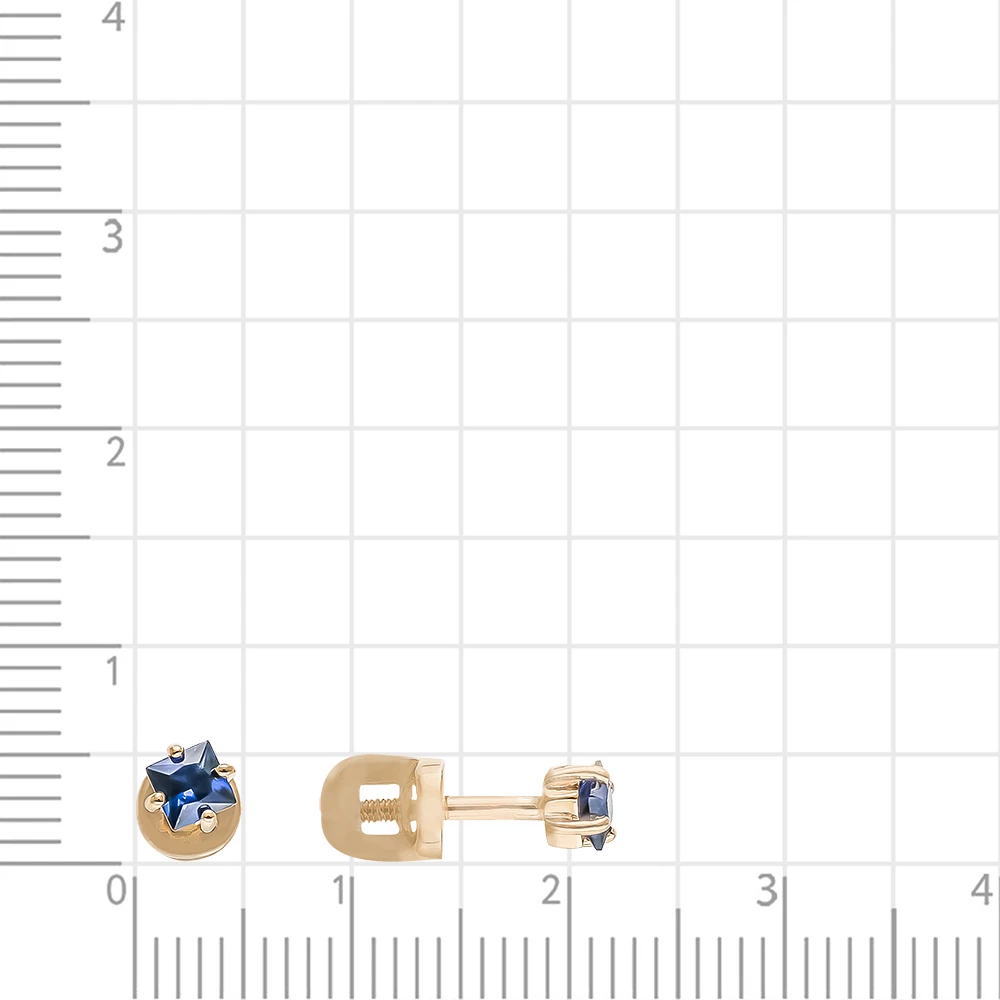 Серьги с сапфирами синтетическими из красного золота 375 пробы 2