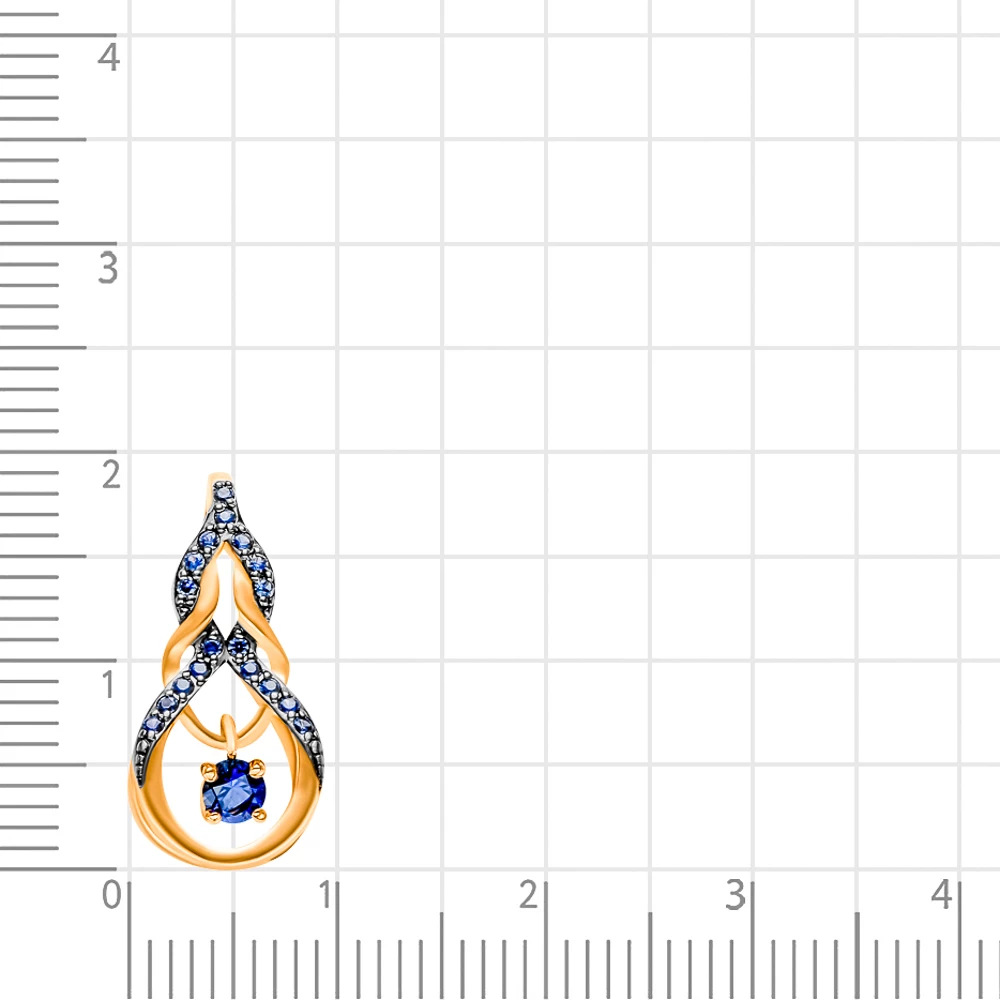 Подвес с сапфирами синтетическими из красного золота 585 пробы 2