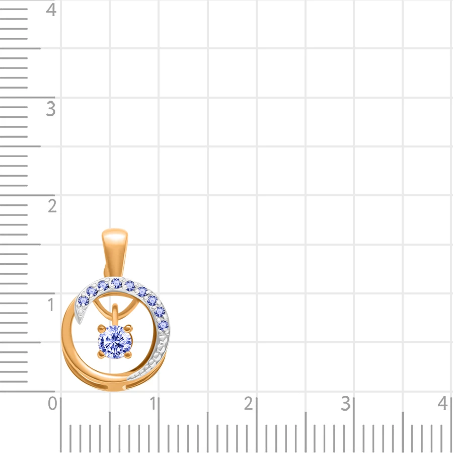 Подвес с сапфирами синтетическими из красного золота 375 пробы 2