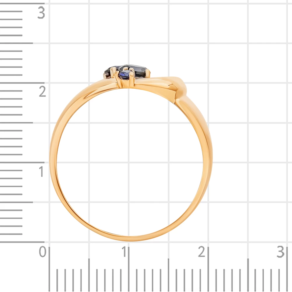 Кольцо с сапфирами синтетическими из красного золота 375 пробы 3