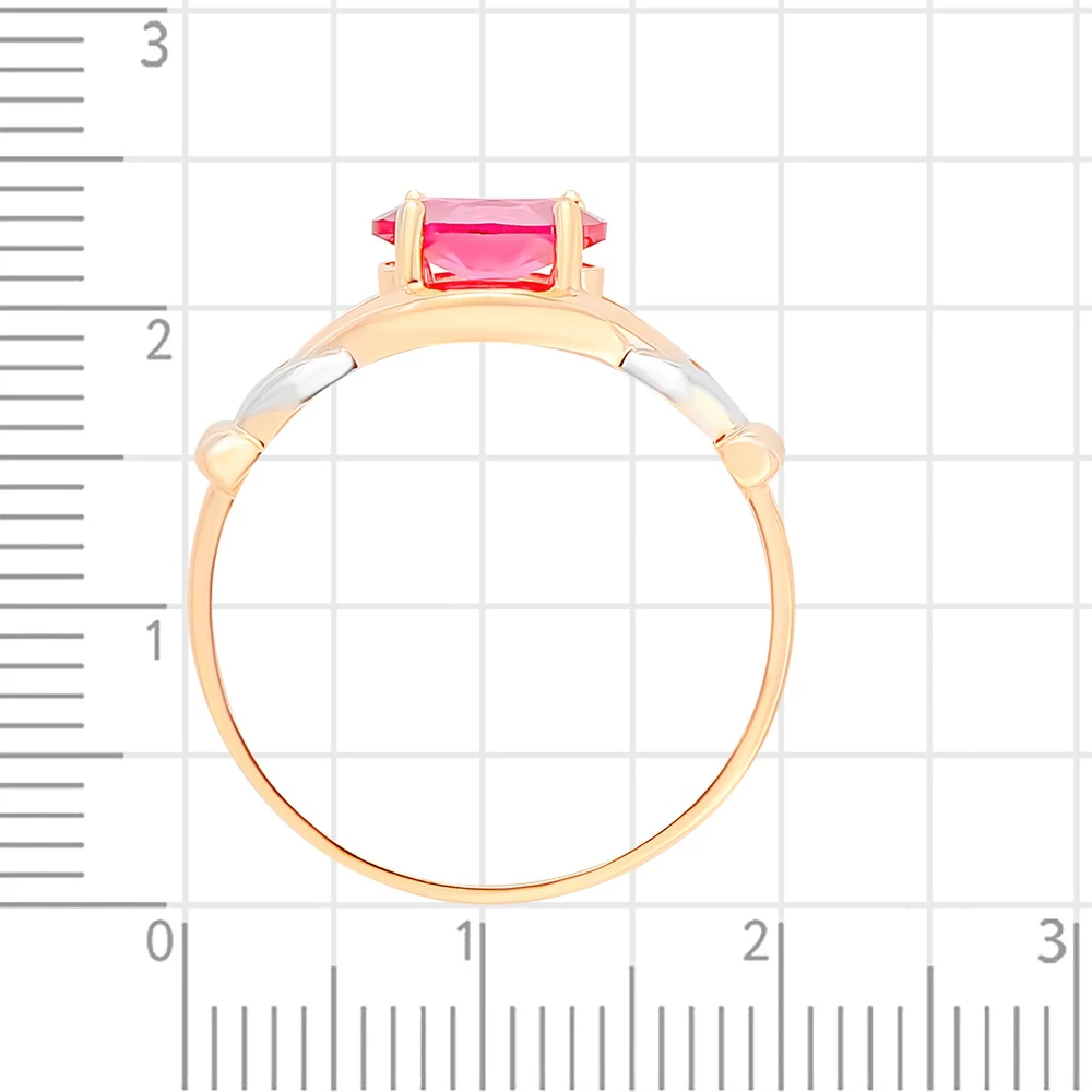 Кольцо с рубином синтетическим из красного золота 585 пробы 3