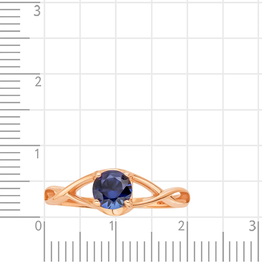 Кольцо с сапфирами синтетическими из красного золота 375 пробы 2