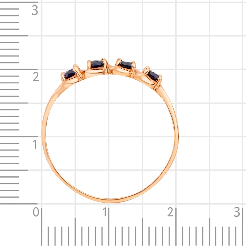 Кольцо с сапфирами синтетическими из красного золота 375 пробы 3