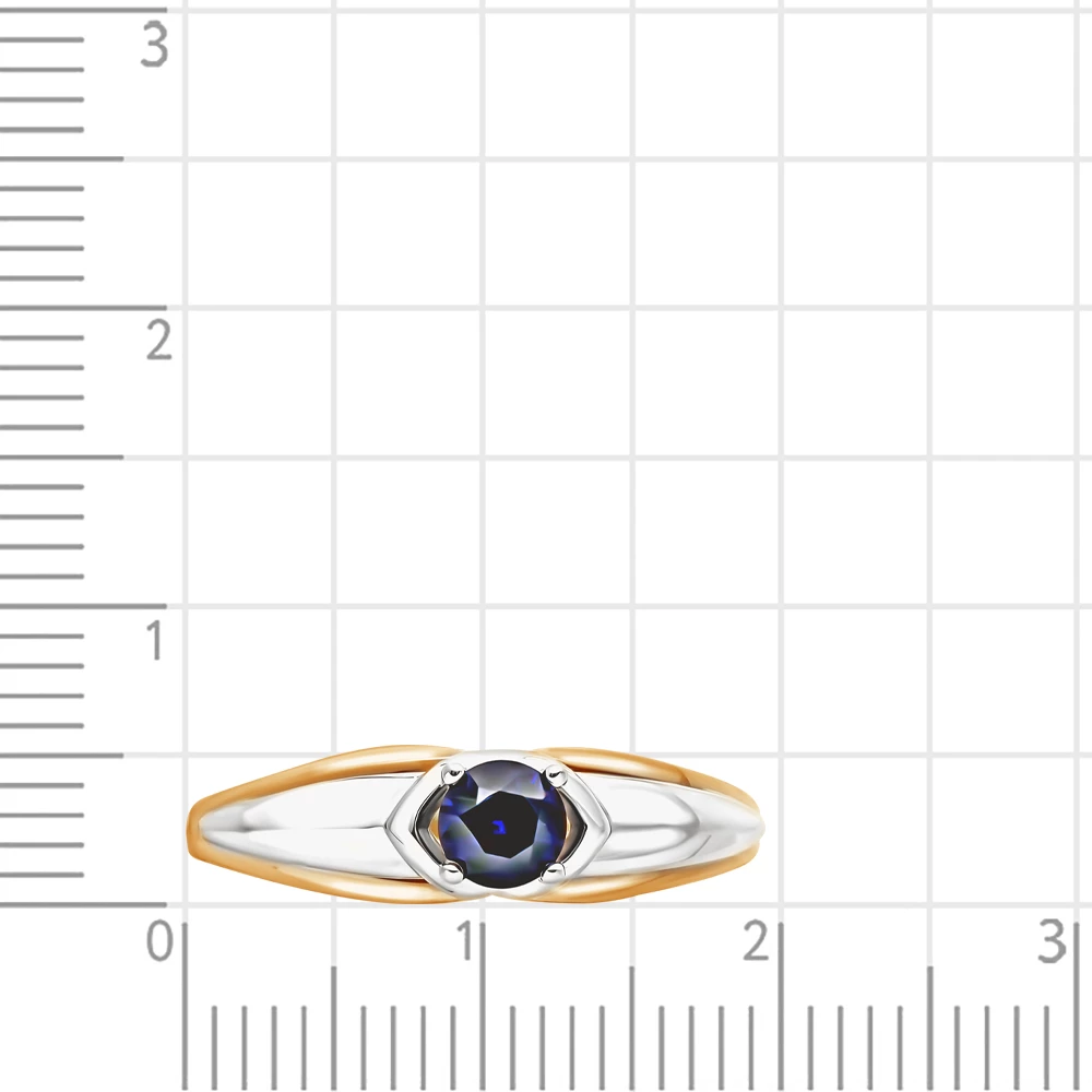Кольцо с сапфиром синтетическим из красного золота 585 пробы 2
