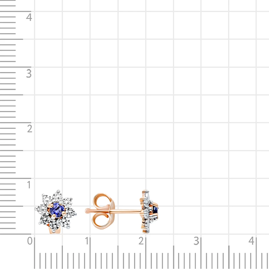Серьги с сапфирами синтетическими из красного золота 585 пробы 2
