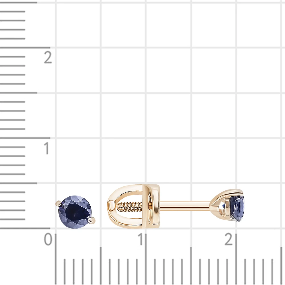 Серьги с сапфирами синтетическими из красного золота 375 пробы 2