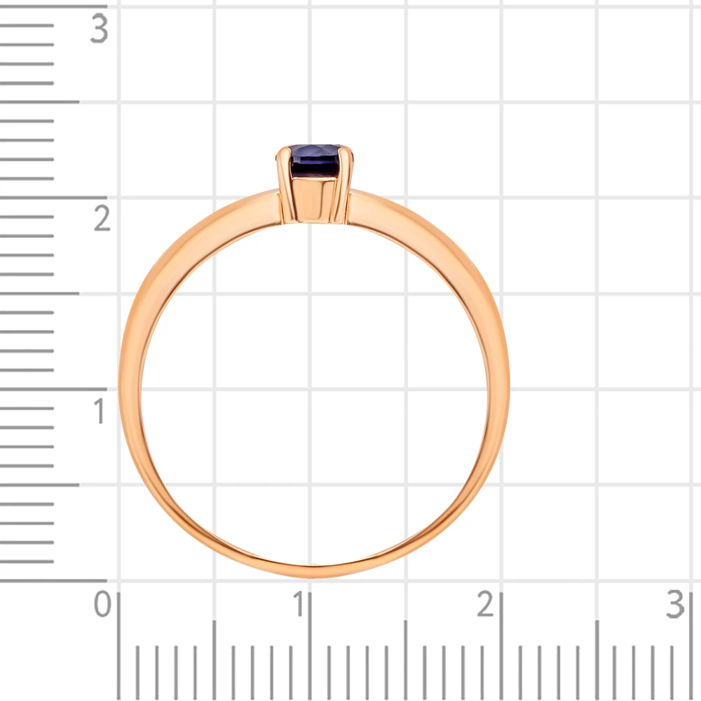 Кольцо с сапфиром синтетическим из красного золота 375 пробы 3