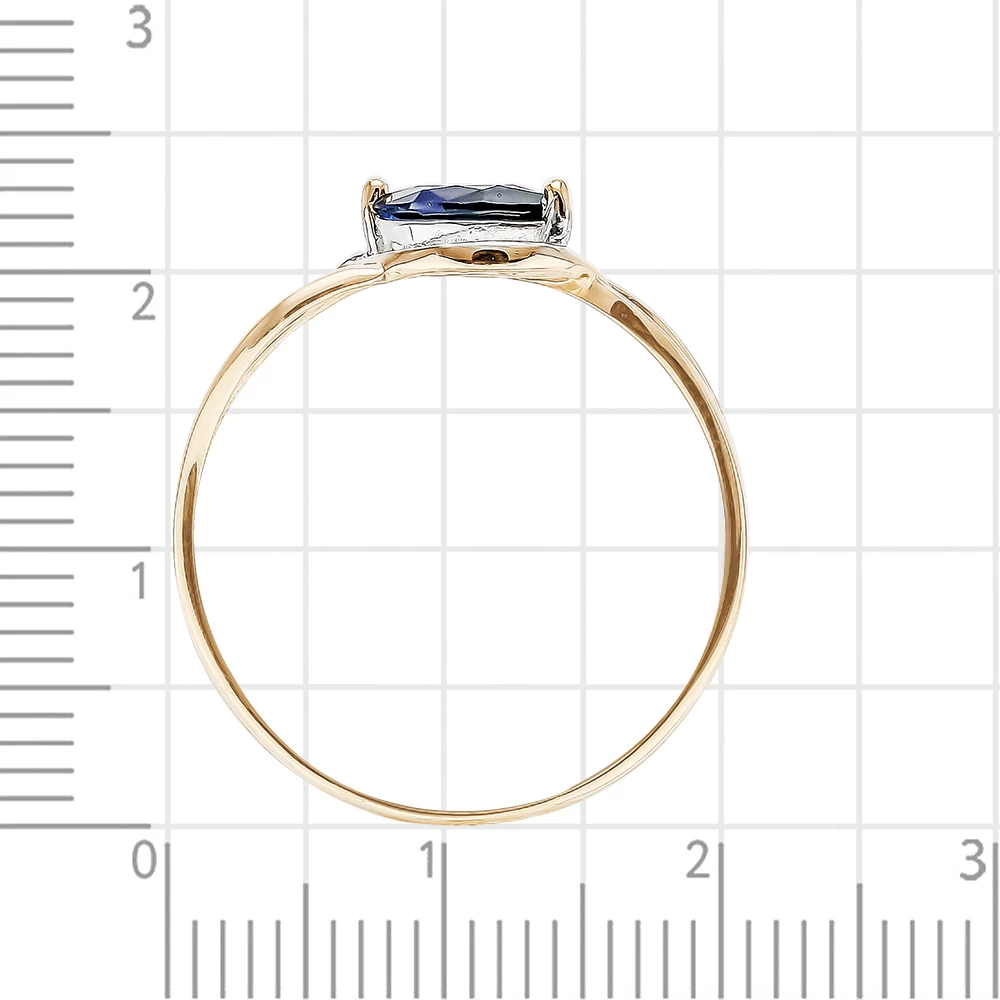 Кольцо с сапфирами синтетическими из красного золота 375 пробы 3