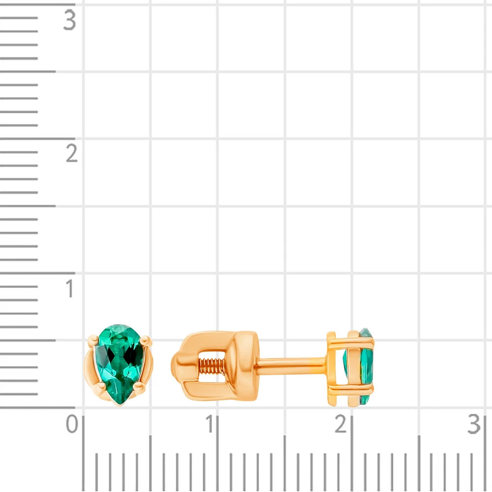Серьги с гидротермальными изумрудами из красного золота 375 пробы 2