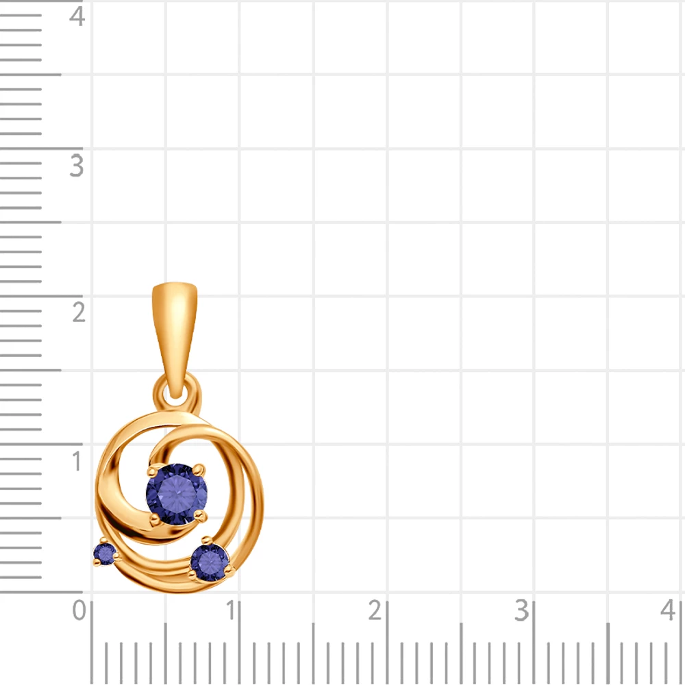 Подвес с сапфирами синтетическими из красного золота 375 пробы 2