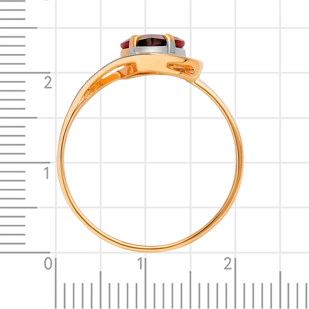 Кольцо с гранатом и фианитами из красного золота 375 пробы 3