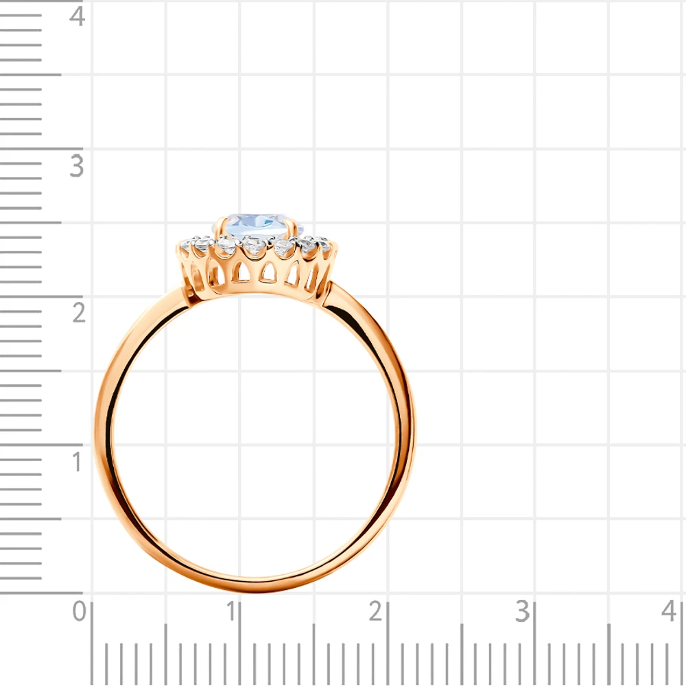 Кольцо с топазом и фианитами из красного золота 585 пробы 4