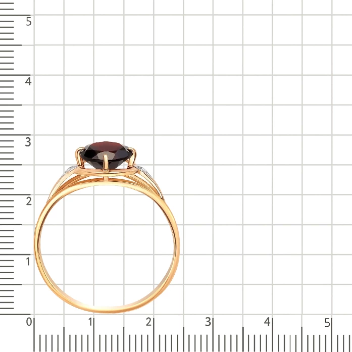 Кольцо с гранатом и фианитами из красного золота 585 пробы 4