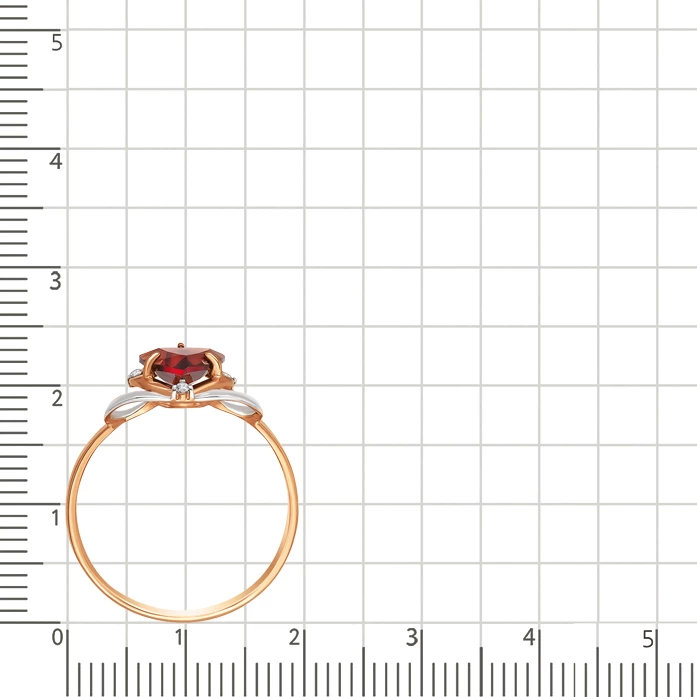 Кольцо с гранатом и фианитами из красного золота 585 пробы 3