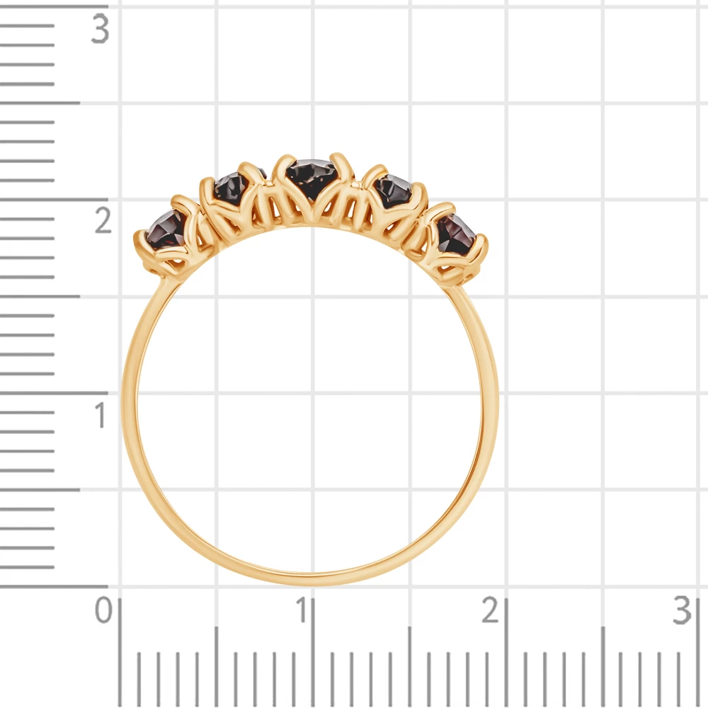 Кольцо с гранатами из красного золота 585 пробы 4