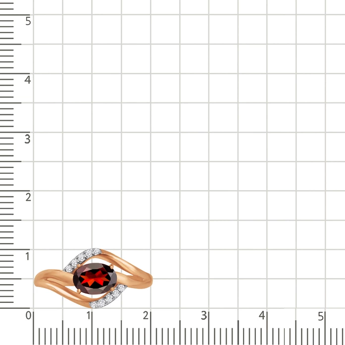 Кольцо с гранатом и фианитами из красного золота 585 пробы 3
