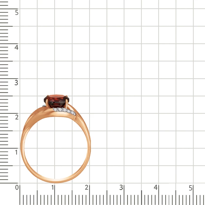 Кольцо с гранатом и фианитами из красного золота 585 пробы 4