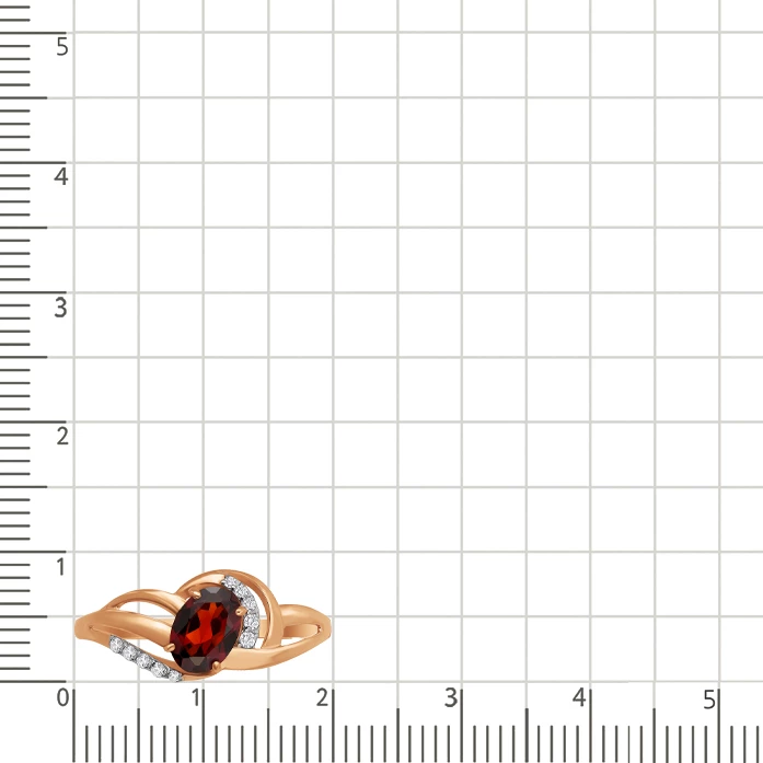 Кольцо с гранатом и фианитами из красного золота 585 пробы 3