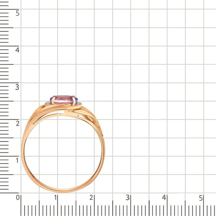 Кольцо с аметистом и фианитами из красного золота 585 пробы 3