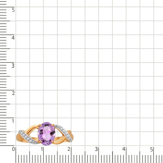 Кольцо с аметистом и фианитами из красного золота 585 пробы 2