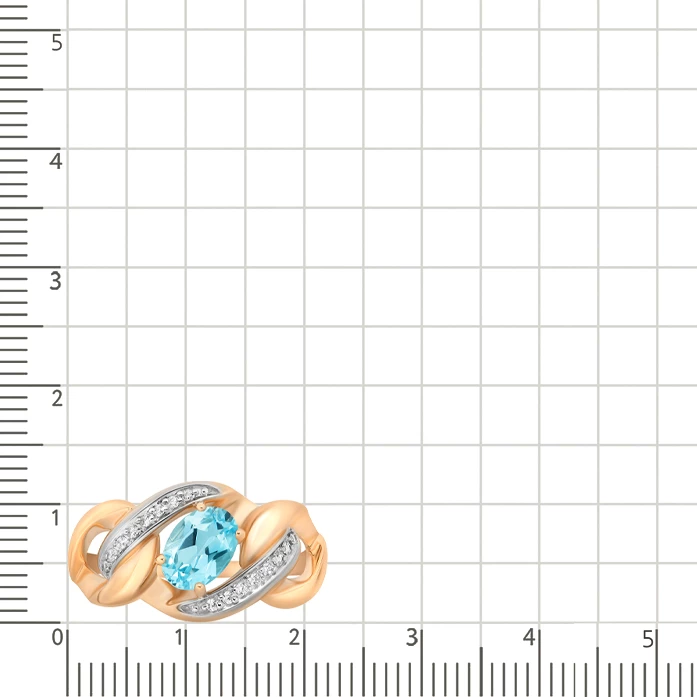 Кольцо с топазом и фианитами из красного золота 585 пробы 2