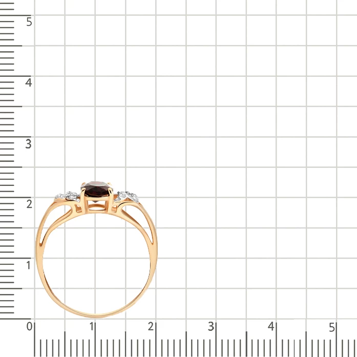 Кольцо с гранатом и фианитами из красного золота 585 пробы 3