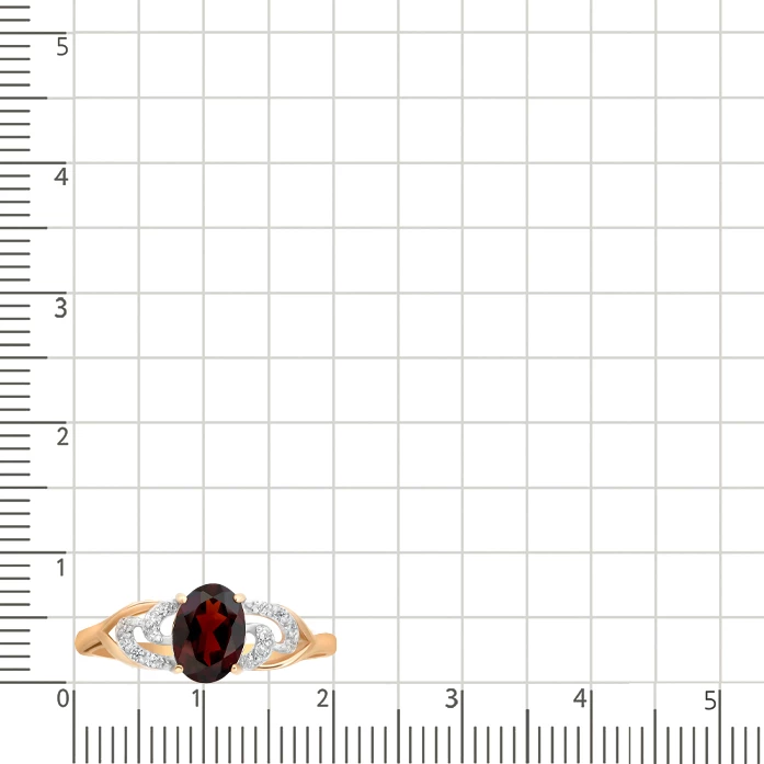 Кольцо с гранатом и фианитами из красного золота 585 пробы 2