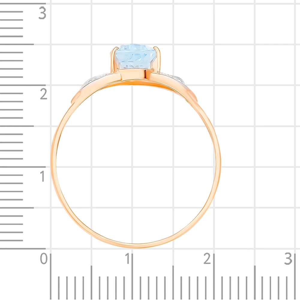 Кольцо с топазом и фианитами из красного золота 375 пробы 3