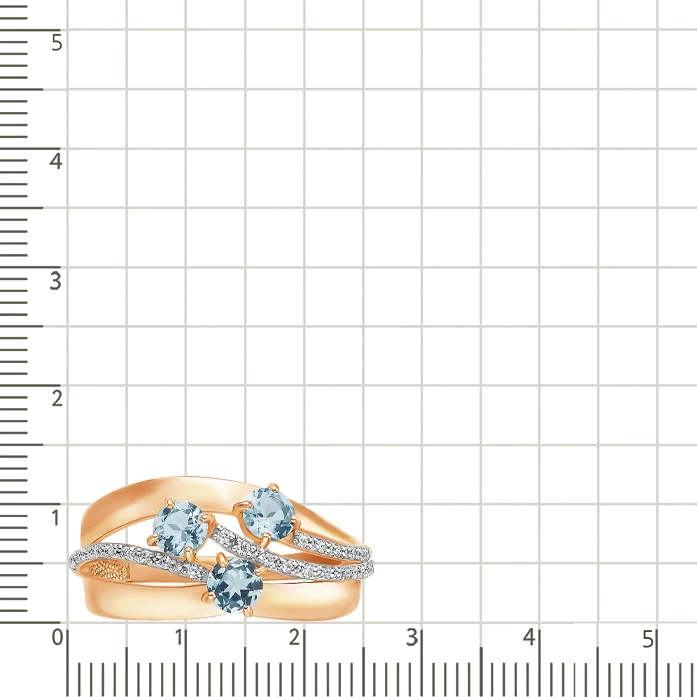 Кольцо с топазом и фианитами из красного золота 585 пробы 2
